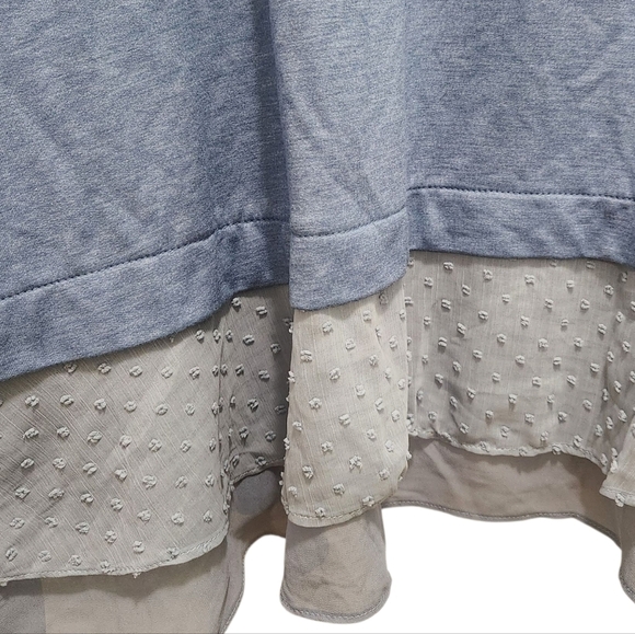 LOGO Lounge Lori Goldstein Blue Gray Swiss Dots Open Cardigan Size 2X Lagenlook - Picture 3 of 4